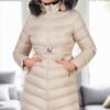 Z6690 DEWBERRY FUR HOODED LADIES' COAT-BEIGE-1