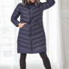 Z6690 DEWBERRY FUR HOODED WOMEN'S COAT-NAVY-1