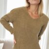 Z6698 DEWBERRY WOMEN'S SWEATER-KHAKI-1