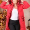 Z6706 DEWBERRY LADIES COAT-PLAIN RED