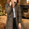 Z6706 DEWBERRY NŐI KABÁT-EGYENES KHAKI