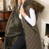 Z6718 DEWBERRY WOMEN'S VEST-PLAIN KHAKI