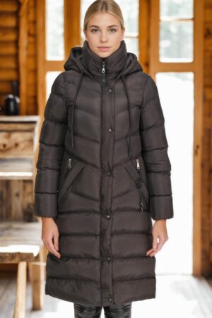 Z6719 DEWBERRY WOMEN'S COAT-LIGHT BLACK