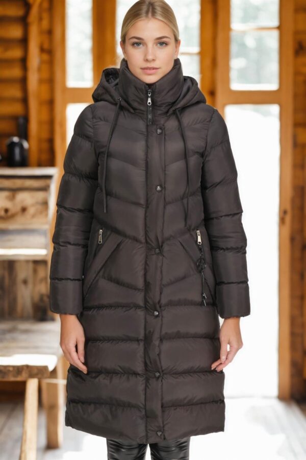 Z6719 DEWBERRY WOMEN'S COAT-LIGHT BLACK