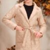 Z6722 DEWBERRY WOMEN'S COAT-DARK BEIGE