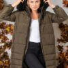 Z6740 DEWBERRY WOMEN'S COAT-PLAIN KHAKI