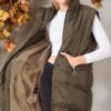 Z6743 DEWBERRY WOMEN'S VEST-PLAIN KHAKI