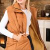 Z6747 DEWBERRY WOMEN'S VEST-PLAIN TAN