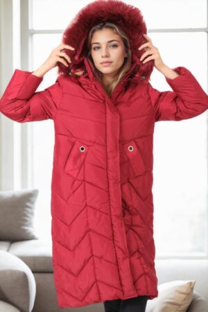Z6751 DEWBERRY WOMEN'S COAT-BURGUNDY-1