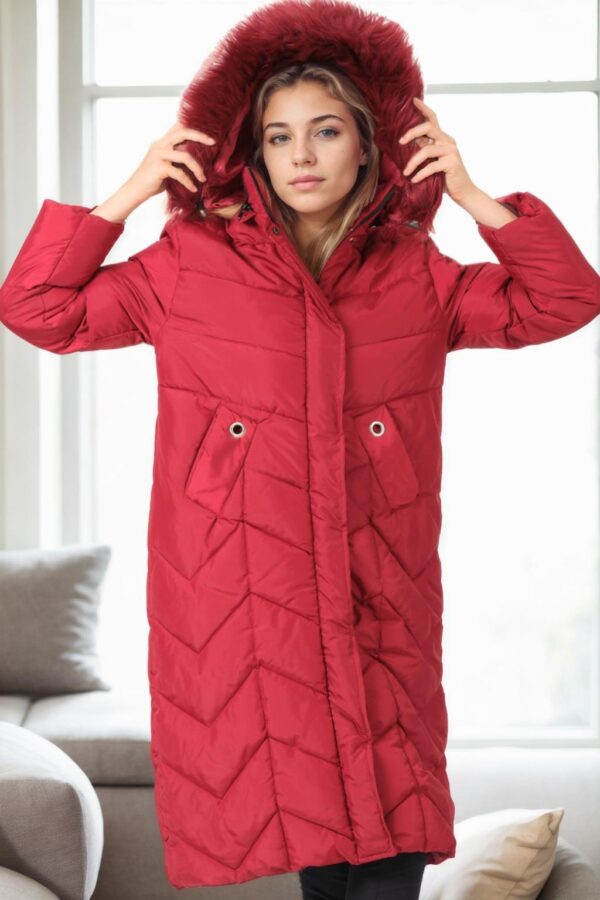 Z6751 DEWBERRY WOMEN'S COAT-BURGUNDY-1