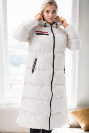 Z6756 DEWBERRY LADIES INFLATABLE COAT-BEIGE-1
