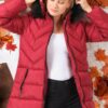 Z6759 DEWBERRY LADIES' COAT-PLAIN BURGUNDY