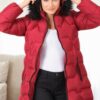 Z6760 DEWBERRY WOMEN'S COAT-PLAIN BURGUNDY