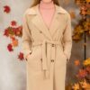 Z6765 DEWBERRY LADIES COAT-PLAIN BEIGE
