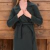 Z6765 DEWBERRY WOMEN'S COAT-PLAIN GREEN