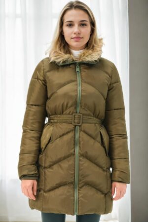 Z6767 DEWBERRY WOMEN'S COAT-KHAKI-1