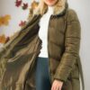 Z6767 DEWBERRY WOMEN'S COAT-PLAIN KHAKI