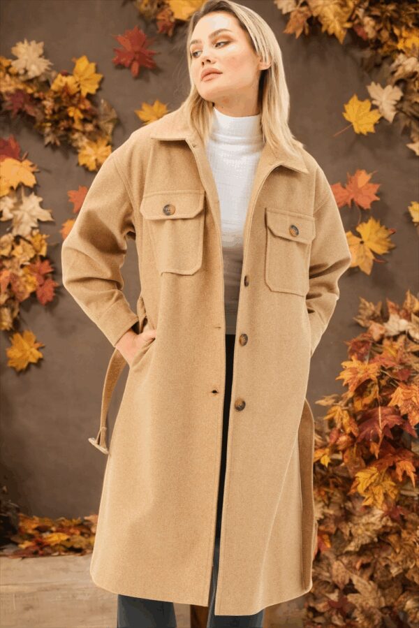 Z6777 DEWBERRY LADIES' COAT-FLAT CAMEL
