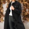 Z6777 DEWBERRY LADIES' COAT-PLAIN BLACK
