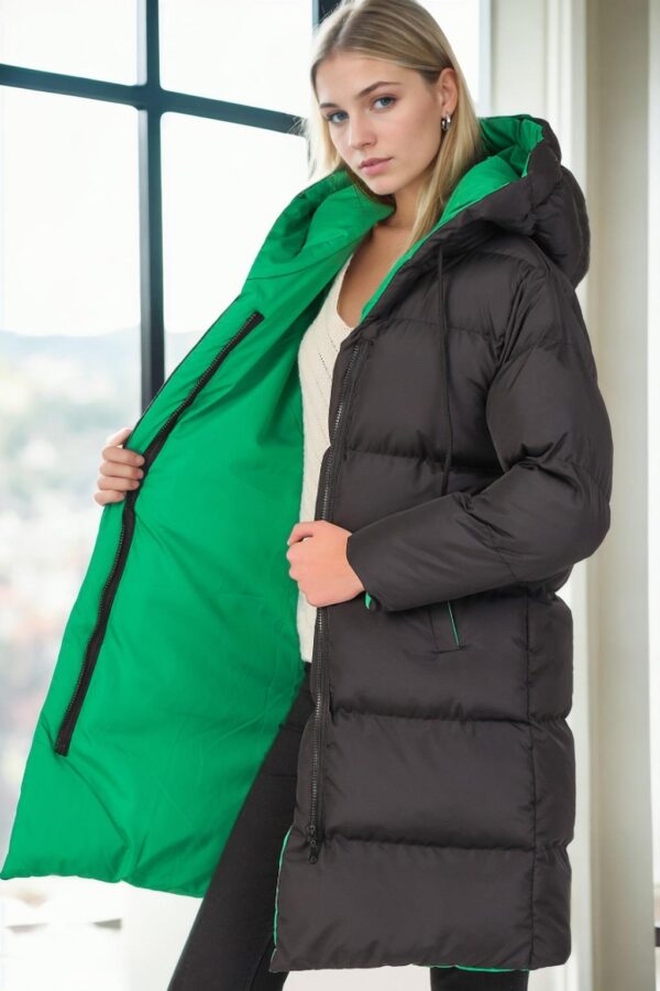 Z9687 DEWBERRY WOMEN'S COAT-BLACK-GREEN