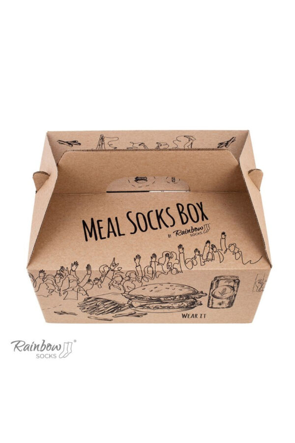 ZOOKSY/RAINBOW SOCKS Rainbow Socks Meal Socks Box Burger Fries Sör 5 pár