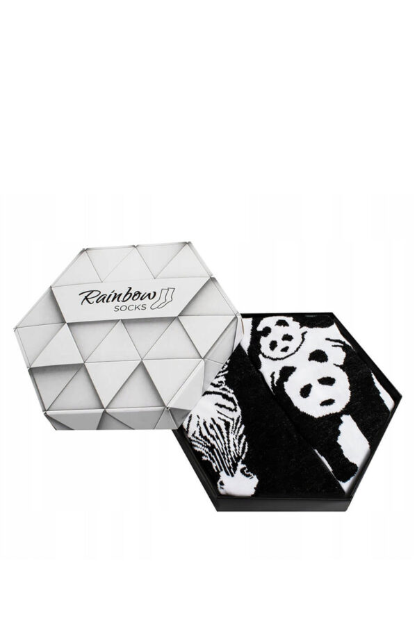 ZOOKSY/RAINBOW SOCKS Szivárvány zokni állati motívumokkal Zebra Panda fekete-fehér 2 pár