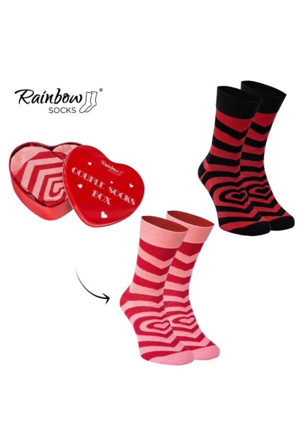 ZOOKSY/RAINBOW SOCKS Zokni COUPLE BOX 2 Pairs Box Heart Rainbow Socks