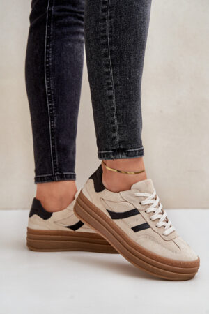 Zamászos platform sportcipő bézs Zazoo N1176