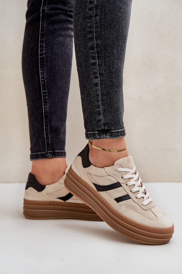 Zamászos platform sportcipő bézs Zazoo N1176