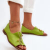 Zazoo 2660 női bőr balerina lapos lime