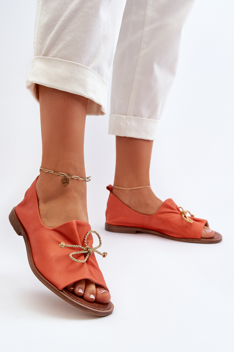 Zazoo 2660 női bőr balerina lapos narancs