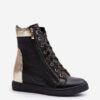 Zazoo 3081 női bőr tornacipő Wedge Black