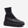 Zazoo 3395 bőr női csizma Chunky Platform fekete