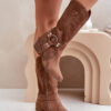 Zazoo 3669 Velúr Cowboy Csizmák Nők Középig Érő Barna