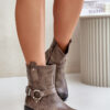 Zazoo Leather ankle boots on a low heel insulated brown-gray