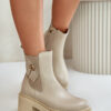 Zazoo Leather insulated ankle boots with light beige decoration
