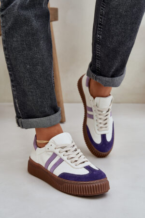 Zazoo N1068 Bőr Alacsony Sneaker Nőknek Platformon Fehér