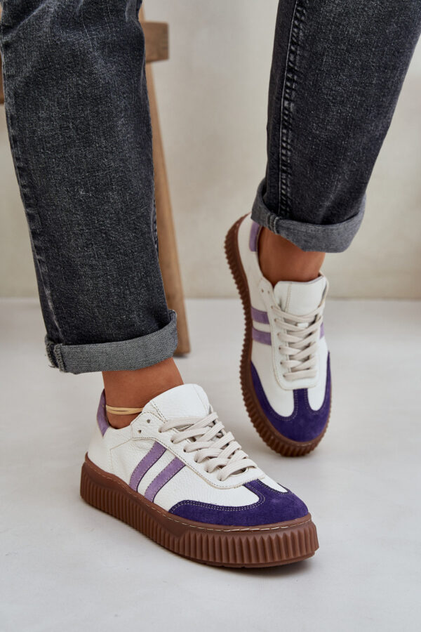 Zazoo N1068 Bőr Alacsony Sneaker Nőknek Platformon Fehér
