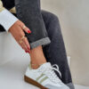 Zazoo N1068 Bőr Alacsony Sneakers Nők Fehér