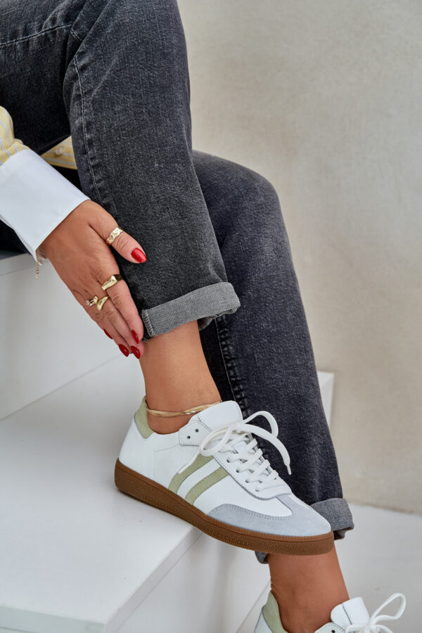 Zazoo N1068 Bőr Alacsony Sneakers Nők Fehér