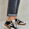Zazoo N1068 Bőr Alacsony Sneakers Nők Fekete