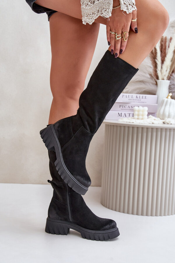 Zazoo Suede Over-the-Knee Boots Insulated Black