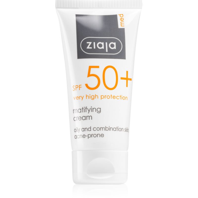 Ziaja Med Protecting UVA + UVB mattító napozó krém az arcra SPF 50+ 50 ml-Eredeti