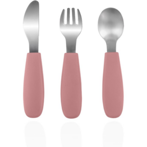 Zopa Silicone Children's Cutlery étkészlet gyermekeknek 6 m+ Old Pink 3 db-ár