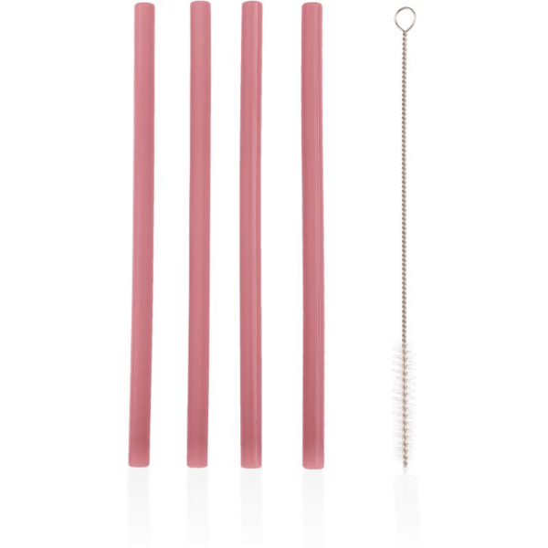 Zopa Silicone Straw szilikon szívószál + fésű 6 m+ Old Pink 4 db-ár