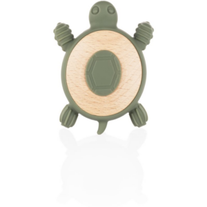 Zopa Silicone Wooden Teether Turtle rágóka 0 m+ Forest Green 1 db-ár