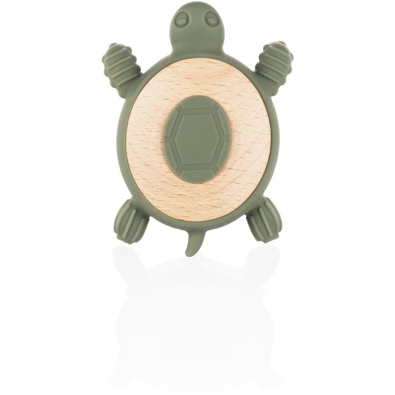 Zopa Silicone Wooden Teether Turtle rágóka 0 m+ Forest Green 1 db-ár