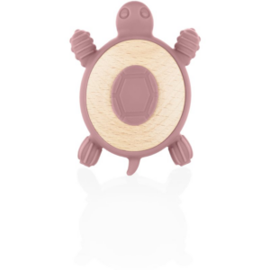 Zopa Silicone Wooden Teether Turtle rágóka 0 m+ Old Pink 1 db-ár