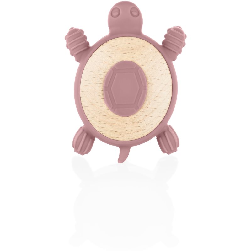 Zopa Silicone Wooden Teether Turtle rágóka 0 m+ Old Pink 1 db-ár