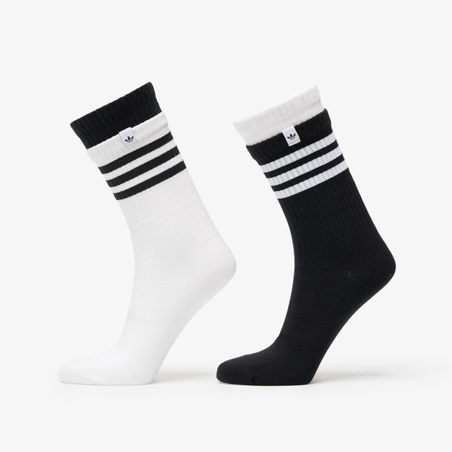 adidas 3 Stripes 2 Layer Crew Socks 2-Pack Black/ White M-alacsony-ár